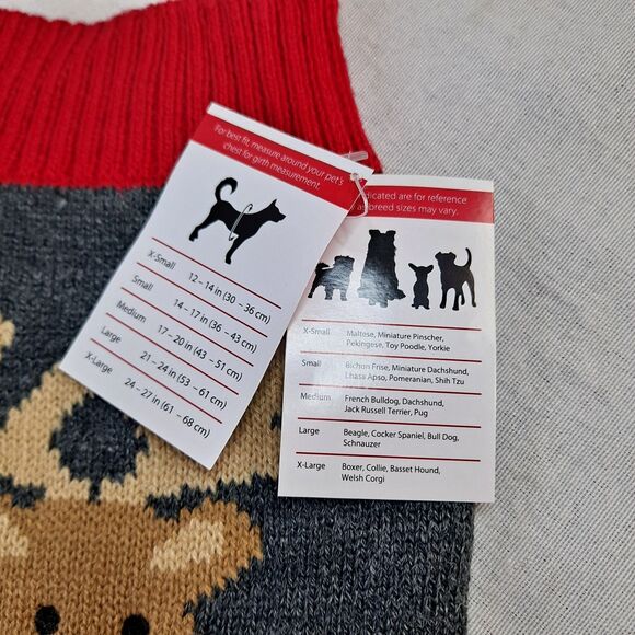 Simply Dog Christmas Sweater Size S Reindeer Gray Multi - Picture 4 of 5